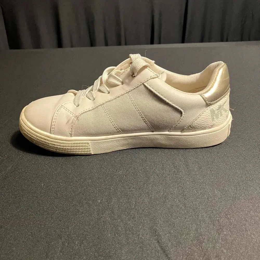 Michael Kors Girls White and Gold Logo Detail Sneakers kids size 13